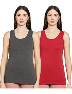 Amazon Brand - Symbol Women's Slim Fit T-Shirt (SYMSS19TS005_Red & Charcoal Melange XL)
