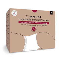 Carmesi Disposable Period Panties (M-L) | 360 Protection for Super Heavy Flow | No Leakage, No Rashes, No Discomfort | All-Night Protection | Ultra-Absorbent Core | 4 Pcs