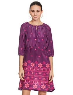 Amazon Brand - Myx Women's Polyester Knee-Length Casual Dress (PAG 190_Purple_XX-Large)