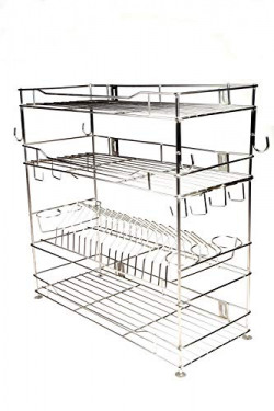 Gehwara Utensil stand for kitchen, Make your home organised in better way-Make of Pure Stainless Steel-Wall Mountable 26 inch X 26 inch X 10 inch)
