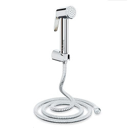 Lifelong LLBAHF09 ABS Health Faucet with SS-304 Grade 1.25 Meter Flexible Hose Pipe and Wall Hook, White (Jet Spray for Toilet), Chrome