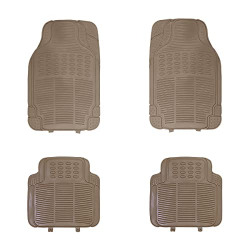 Kingsway Car Floor PVC Foot Mats Universal Fit for Skoda Fabia, Model Year : 2007 - 2014, Color : Beige, Set of 4 Pieces