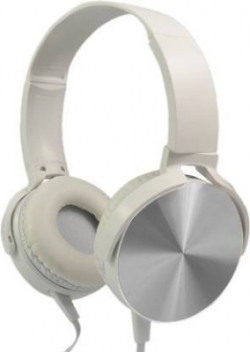 MOBONE XB450 Extra bass Headphones Over The Ear Headset with Deep bass Wired Headset(White, In the Ear)