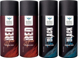 BOMBAY SHAVING COMPANY Red Spice & Black Vibe 150ml x 4 Combo Deodorant Spray  -  For Men(600 ml, Pack of 4)