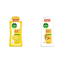 Dettol Body Wash and Shower Gel, Refresh - 250ml + Dettol Body Wash and Shower Gel, Nourish - 250ml