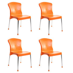 Cello Milano Cafeteria Set of 4 Chairs (Orange)