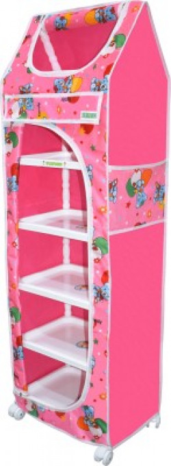 FLIPZON Baby 6 Shelve Unbreakable Material PVC Collapsible Wardrobe(Finish Color - Pink, DIY(Do-It-Yourself))