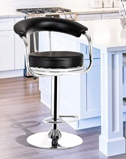 MBTC Magma Bar Stool Leatherette Chair in Black