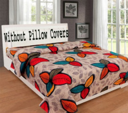 RisingStar 220 TC Microfiber Double Floral Flat Bedsheet(Pack of 1, Beige)