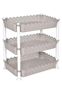 ARISTO Plastic Storage Rack 3 Shelfs, Grey (1 Piece), Medium