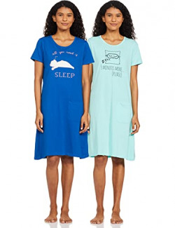 SUGR Women's Polyester Ankle Length Casual Regular Nightgown (SUINWNI20004ASO_Assorted' _S)