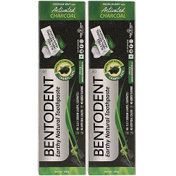 Bentodent toothpaste - Teeth Whitening Products | Activated Charcoal Mint Teeth Whitening Toothpaste | Enamel Safe, Natural | Foam free, Fluoride Free - (Pack of 2 Teeth Whitening Products)