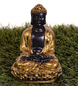 Pindia Meditating Polyresin Golden Buddha Sitting Statue-8 * 6 * 10.5 cms