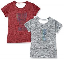 Fusefit Girl's Regular T-Shirt (FFA-KG052-02-13-14-1499_Grey Mel 14 Years)
