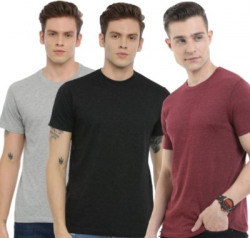 Men Round Neck Maroon T-Shirt Starts @223