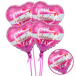 AMFIN (Pack of 4) Valentine Combo Balloons / Happy Valentines Day Decoration Balloons / Valentine Decoration / Valentine Combo Items / Valentine Decoration Kit