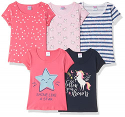 Mom's Love Girl's Regular Baby and Toddler T-Shirt Set (HFC110126XXGTST_Multicolor 1 02-03YRS)