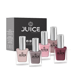 JUICE Quick-dry, Long Lasting, Chip Resistant, Gel Finish, High Gloss, F&D APPROVED COLORS & PIGMENTS, One Coat, 5 in 1 Nail Polish Combo 32