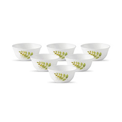 La Opala Diva, Ivory Collection, Opal Glass Vegetable Bowl Set 6 pcs, Autumn Shadow, White