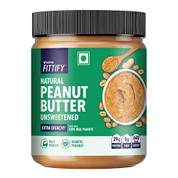 Saffola FITTIFY Natural Peanut Butter | Unsweetened | Extra Crunchy | High Protein | No Added Sugar | Diabetic Friendly | Keto Diet | 200g