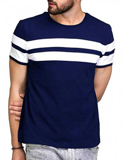 EYEBOGLER Regular Fit Men's Cotton T-Shirt (M-EBT229HS-NBWH, Navy Blue-White, M)