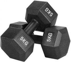 Dee Fit PVC Dumbbell SetPair Dumbbells, Hex Dumbbells, Home Gym 5KGS X 2PCS 10kg Fixed Weight Dumbbell(10 kg)
