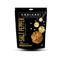 Kari Kari Salt and Pepper, Premium Japanese Snacks, Classic Salt and Pepper, Roasted, Non-fried Rice Crackers, 60g