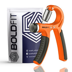 Boldfit Adjustable Hand Grip Strengthener, Hand Gripper for Men & Women for Gym Workout Hand Exercise Equipment to Use in Home for Forearm,Polyvinyl Chloride Finger Exercise Power Gripper(60 Kg)Orange