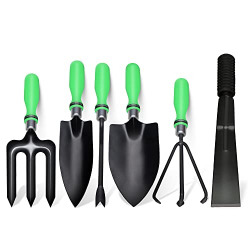 BUILDSKILL GTS011 Gardening/Planting Hand Tool Kit, Trowel, Transplanter, Weeder, Hand Rake, Khurpa & Cultivator, Heavy Duty Gardening Tool Kit for Home Gardening (Green)(Pack of 6)