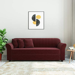 Amazon Brand - Solimo Victoria Fabric 3 Seater Sofa (Red, Maroon)