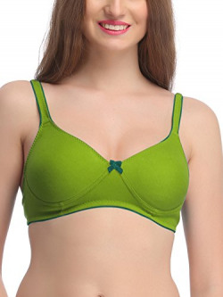 Clovia Cotton Non-Padded Wirefree Bra |Demi Cup Bra for Daily Casual Shapewear for Women (BR0584P17_Green_36B)