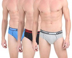 GenX Men's Pure Cotton Gusto Inner Elastic BRIFES Briefs (Color & Print May Vary) (Pack of 3) OE_3PC_Assorted_75