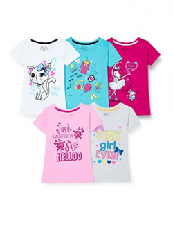 Easybuy Girl's Regular Fit T-Shirt (AM21RA03GX_Multi' 2 3 Years)
