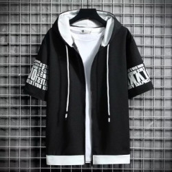 Smartees Printed Men Hooded Neck Black T-Shirt
