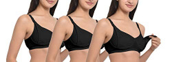 Fabme Women's Hosiery Non Padded Wire Free Maternity Bra Black