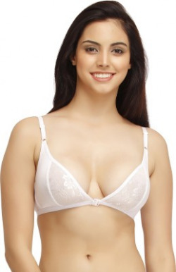 Clovia Cotton Rich Non-Padded Front Open Plunge Bra Women Plunge Non Padded Bra(White)