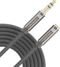 Portronics AUX Cable 2 m Konnect Aux 8 Male to Female(Compatible with Smartphones, Grey, One Cable)