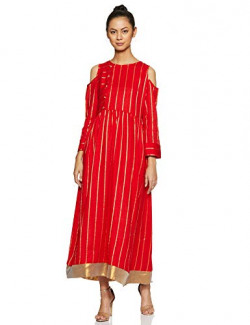 Rare Roots Women's Cotton Regular Fit Kurta (RR232B_Red_XL)