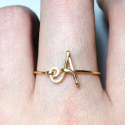 RATAN BAZAAR Stylish Name Alphabet Letter Ring Gold Ring ( Couple , Girl Boy Gift , Valentine's Gift Ring ) for Women Copper Gold Plated Ring
