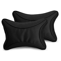 Kingsway Bone Shape Neck Rest Car Cushion for Hyundai I20, Model Year : 2011 - 2014, Material: Polyfill, Color : Black, Set of 2 Piece