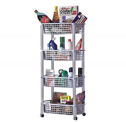 Aristo Volvo Rack 4 Layer Plastic Rack for Kitchen, Offices, Home, Hospitals, Schools, Doctors, Beauty Parlour, Saloons, Color May Vary, (47.5 x 28.5 x 80 CM)