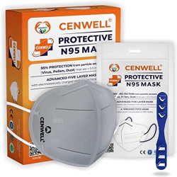 Cenwell 8 Pcs ISI Mark/BIS Certified 5 Layer Reusable Face Mask FFP2(with Head Mask Extender ) for Men & Women