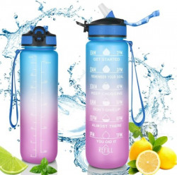 Me-billa Unbreakable Sipper Water Bottle for Adults With Straw 1000 ml Bottle(Pack of 1, Multicolor, Plastic)