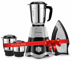Longway Super Dlx 700 Watt Mixer Grinder with 3 Jars for Grinding, Mixing with Powerful Motor & Kwid 1100 Watt Dry Iron | 1 Year Warranty | (Black & Gray, Combo Offer)