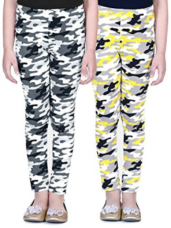 Naughty Ninos Girls Regular fit Ankle Length Cotton Leggings (Pack of 2)