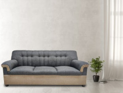 limraz furniture Fabric 3 Seater  Sofa(Finish Color - Grey & Camel brown, Pre-assembled)