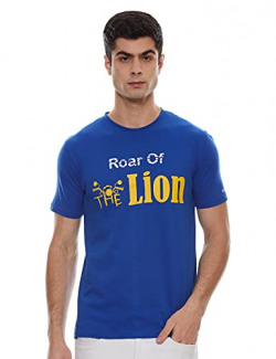 Seven by M.S.Dhoni Men's Solid Relaxed T-Shirt (CSKAM21-1002-1_Victoria Blue M)