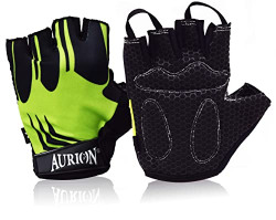 AURION Weight Lifting Gym Gloves | Ideal for Workout, Crossfit, Weightlifting, Exercises & Cross Training  for Men & Women  Green Black | Medium  7.5 to 8 Inches