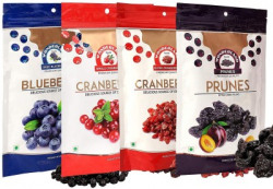 WONDERLAND Whole & Sliced Cranberries, Blueberries & Prunes Dried Fruits Combo Pack of 4 (750g) Blueberry, Cranberries, Prunes(4 x 187.5 g)