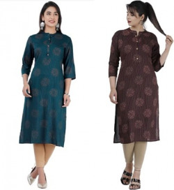 SATVEER FASHION Women Printed Straight Kurta(Multicolor)